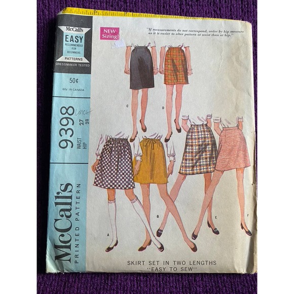 McCalls 9398 skirt A line sewing pattern 1960s size Small - Picture 1 of 6